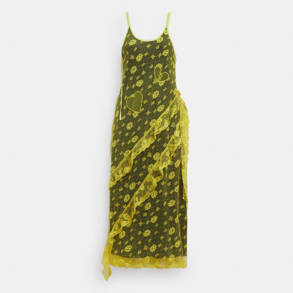 Yellow Women Coach Ruffle Lace Dress | NZ_CH80922